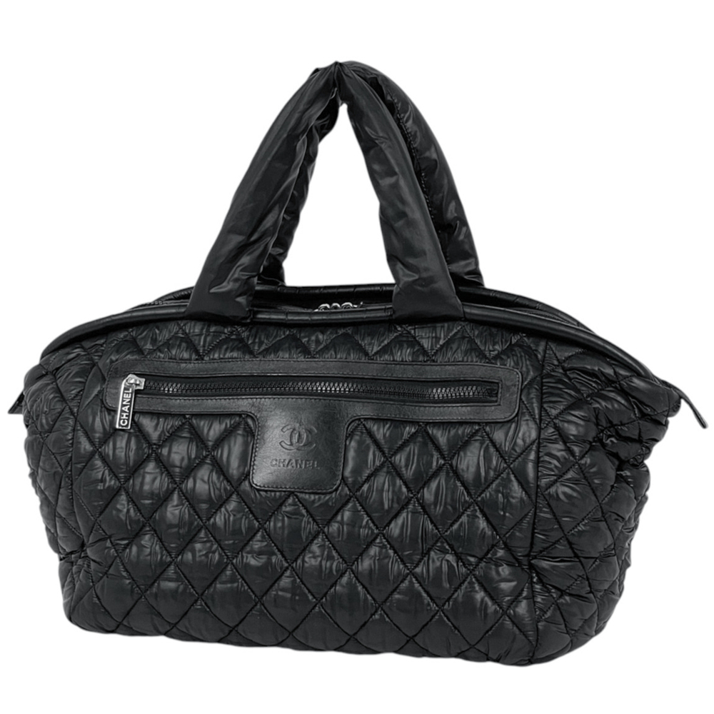 Chanel CHANEL Handbag Coco Cocoon Mini Boston Mark Nylon Black A47205 Women's